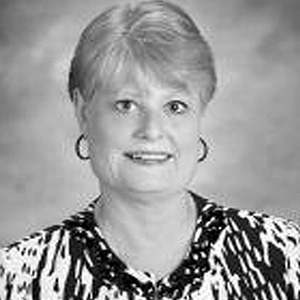 Black and white portrait of Gail Page.