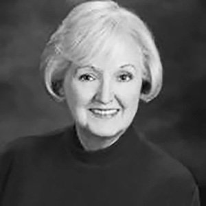 Black and white portrait of Sharon Walker.